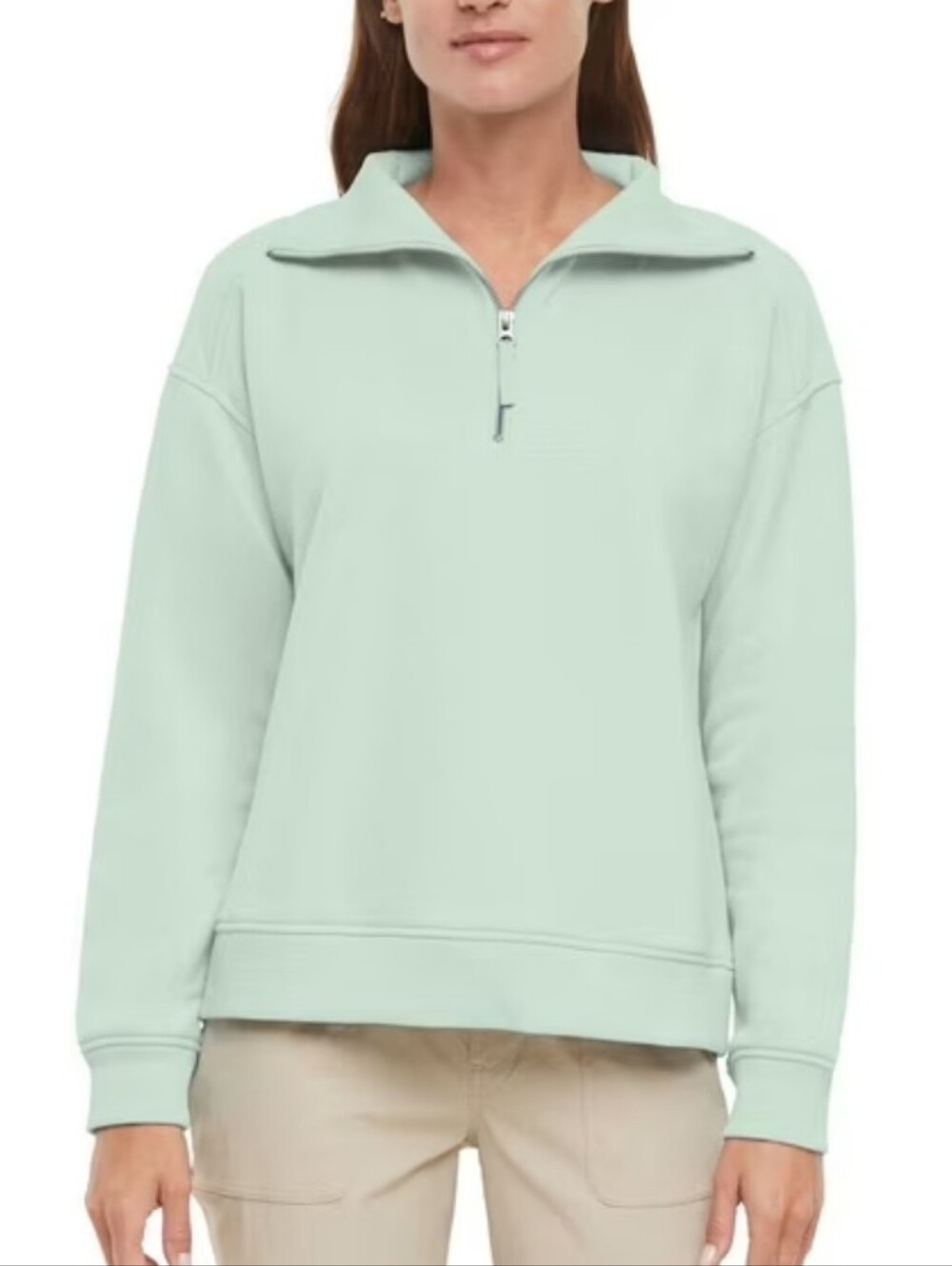 Eddie Bauer Women's Light Mint Quarter-Zip Sweatshirt Size XL